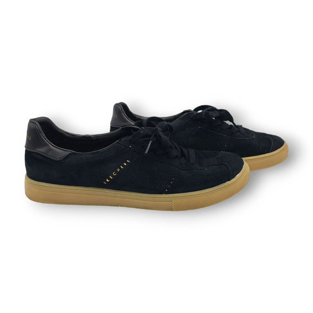 Skechers Moda Lazy Sundays Sneakers Womens 7.5 Black Suede‎ Lace Up 73514